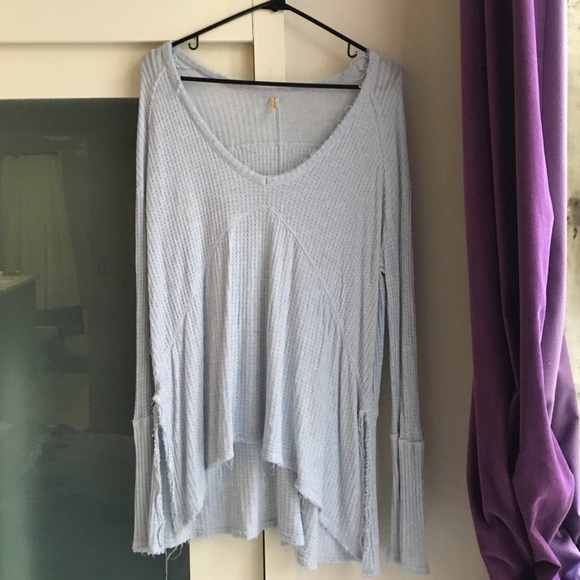 Free people oversized thermal tunic with raw edges