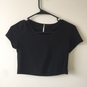 Black cotton crop top