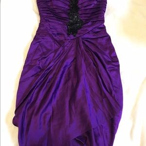 Bebe purple silk dress prom wedding