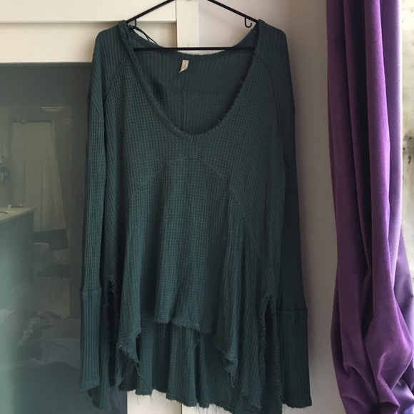 Free people oversized thermal tunic with raw edges