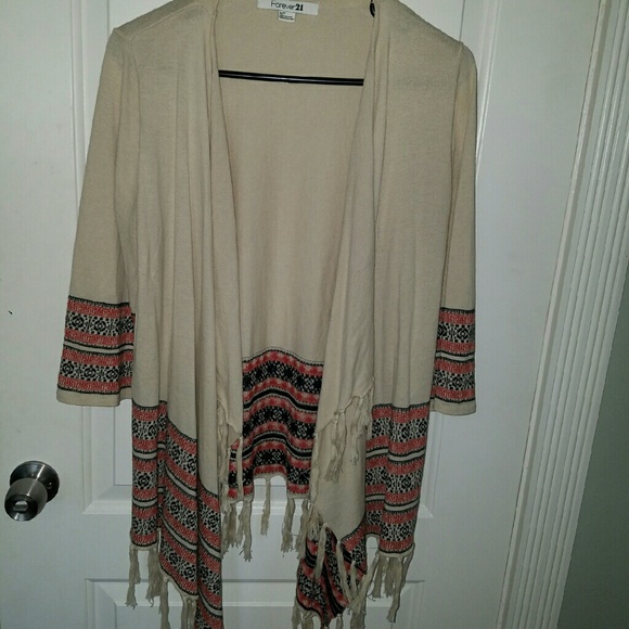 Tribal fringe aztec pattern open front Cardigan - Picture 1 of 2
