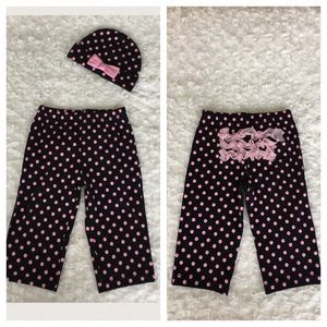 Baby Girl's matching pants with ruffles and hat