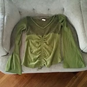 Vintage Ginger G green sweater shirt belle sleeves
