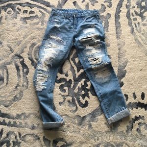 Blank NYC distressed boyfriend jeans.