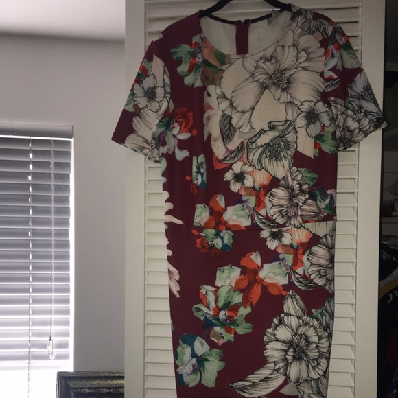 asos CURVE floral midi bodycon dress in scuba