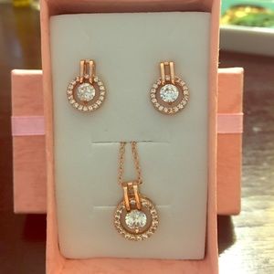 Rose gold crystal jewelry (set of 3)