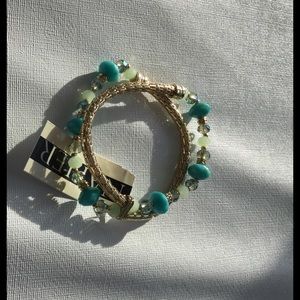 Double gold and turquoise bracelet