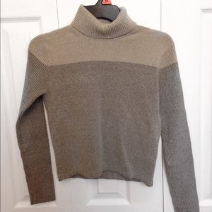 Cream and Gray Turtleneck Sweater