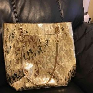 Authentic patent Gold Michael Kors purse