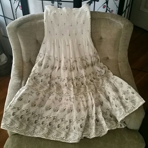 Billowy sundress/skirt white and dark green