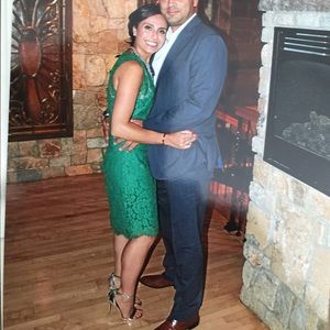 Lace dress; scalloped bottom; worn once!