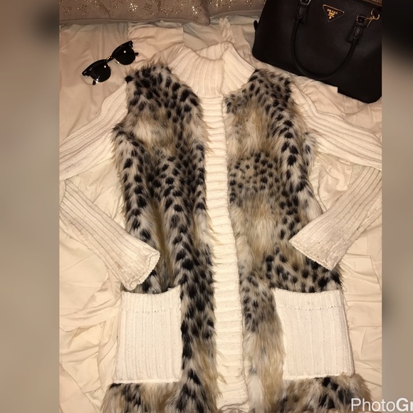 Cream fur jacket sweater