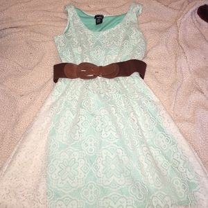 Tiffany blue dress with lace overlay