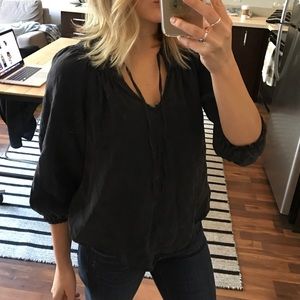 Black quarter sleeve flowy top