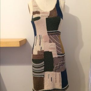 Anthropologie Patchwork Sweater Dress Bodycon