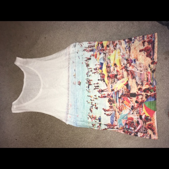 21Men Tank Top with beach scene print