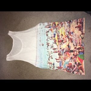21Men Tank Top with beach scene print