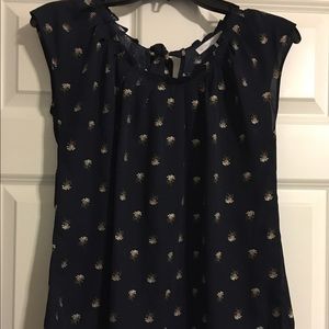 LC Lauren Conrad Pleated-Neck Blouse w/Bowtie Back
