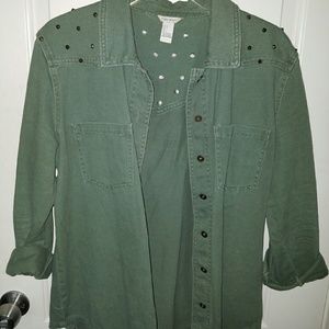 Olive Green Studded Military Jacket