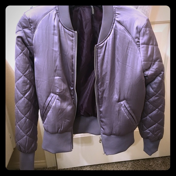 H&M Quilted Satin Bomber Jacket