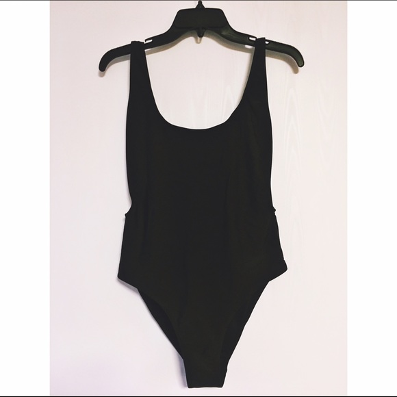 Black high-hip low back one piece