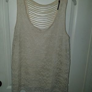 Cream shredded back top with sequins