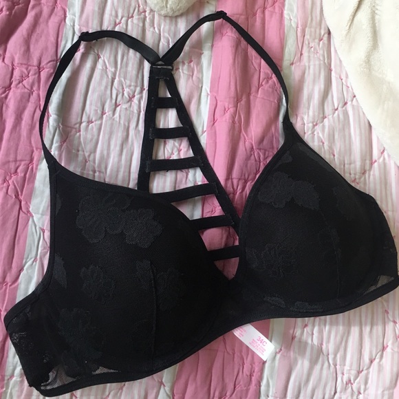 PINK HIBISCUS LACE CAGE BACK BRA