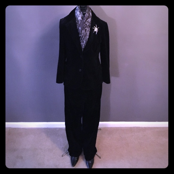 Vintage Black Velvet Pantsuit