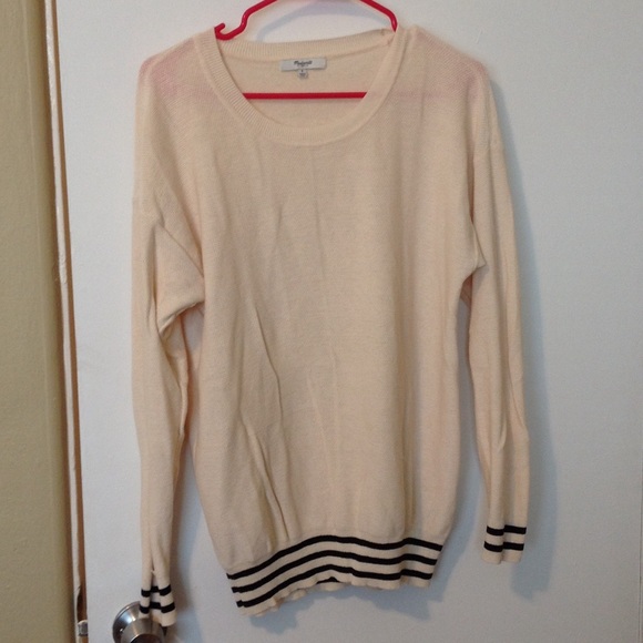 Madewell Cream and Navy Sweater size small