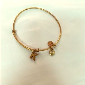Alex & Ani block "K" initial charm bangle.