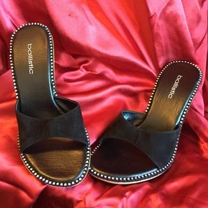 Black Suede Rhinestone high heels