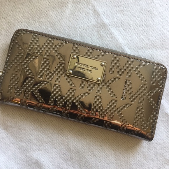 Silver Metallic Full Sized MK Wallet