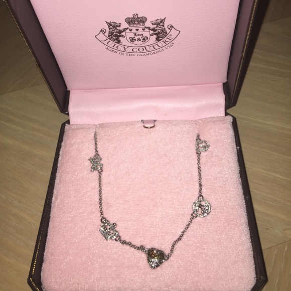 Silver Juicy Couture necklace w gold/crystal
