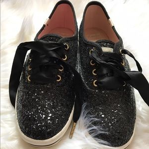 Kate spade black glitter keds size 6