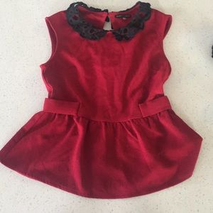 Peplum Pure Sugar Red Top Keyhole back.