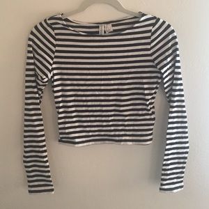 H&M Black and White Striped Crop Top
