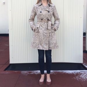 Leopard print trench coat.