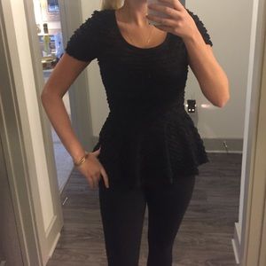 NWT Aqua Black Peplum Top