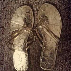 Pale Gold Coach Flip Flops