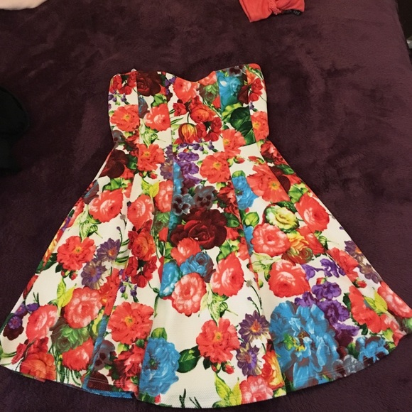 Strapless floral dress