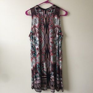 High neck colorful design tank top dress