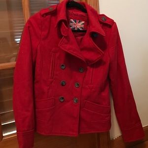 Red pea coat