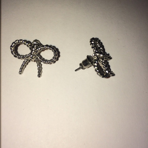 Silver Rope Textured Bow Earrings - Picture 3 of 3