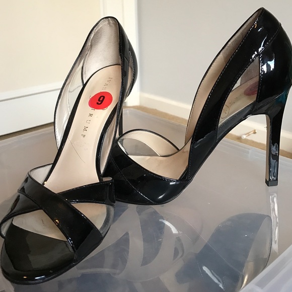 Black heel with clear windows size 9