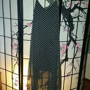 Long polka dot sundress with mid length slip