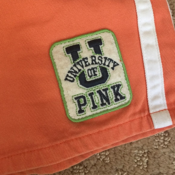 VS Pink peachy coral orange drawstring shorts - Picture 2 of 4