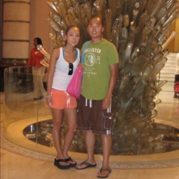 VS Pink peachy coral orange drawstring shorts - Picture 4 of 4