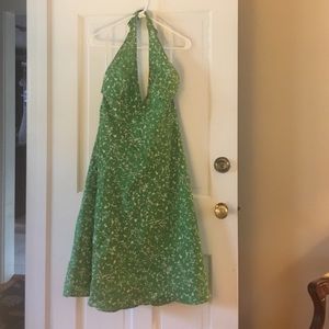 Green flower print Jcrew halter dress