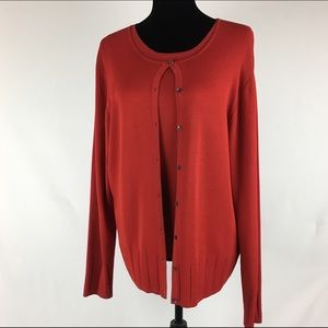 Ann Taylor Red Sweater Twin Set size L