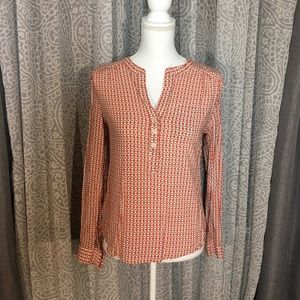 Ann Taylor Loft Orange Geometric Blouse
